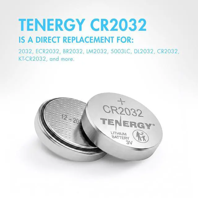 Alt view image 4 of 7 - Tenergy 3V CR2032 Batteries, Lithium Button Coin Cell 2032 Battery, Compatible with AirTags, Key FOBs, Calculators, Coin Counters, Watches, Heart Rate Monitors, Glucometer, and More, 10 Count