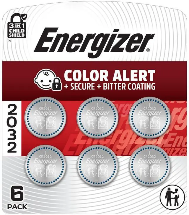 Main image of Energizer 2032 Batteries (6 Pack), 3V Lithium Coin Batteries | Compatible with Apple AirTag and Tile Pro Devices, Key Fobs, Watches and remotes, CR2032 battery for car remote key