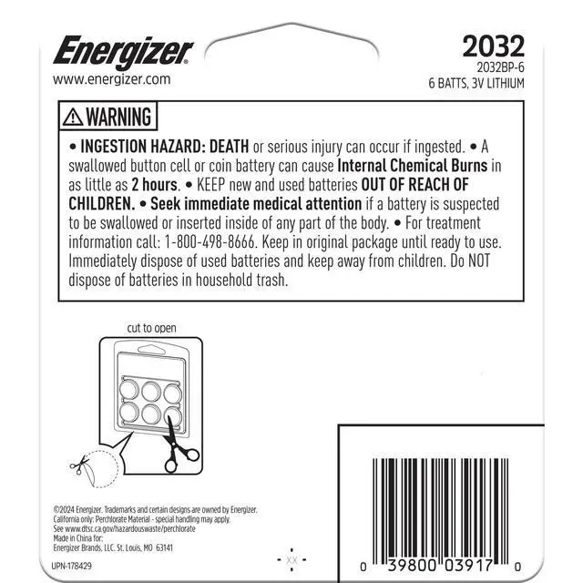 Alt view image 7 of 7 - Energizer 2032 Batteries (6 Pack), 3V Lithium Coin Batteries | Compatible with Apple AirTag and Tile Pro Devices, Key Fobs, Watches and remotes, CR2032 battery for car remote key