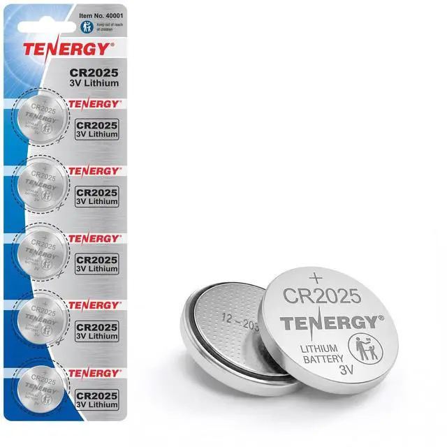Main image of Tenergy 3V CR2025 Batteries, Lithium Button Coin Cell 2025 Battery, for Key FOBs & Other Devices, 5 Count