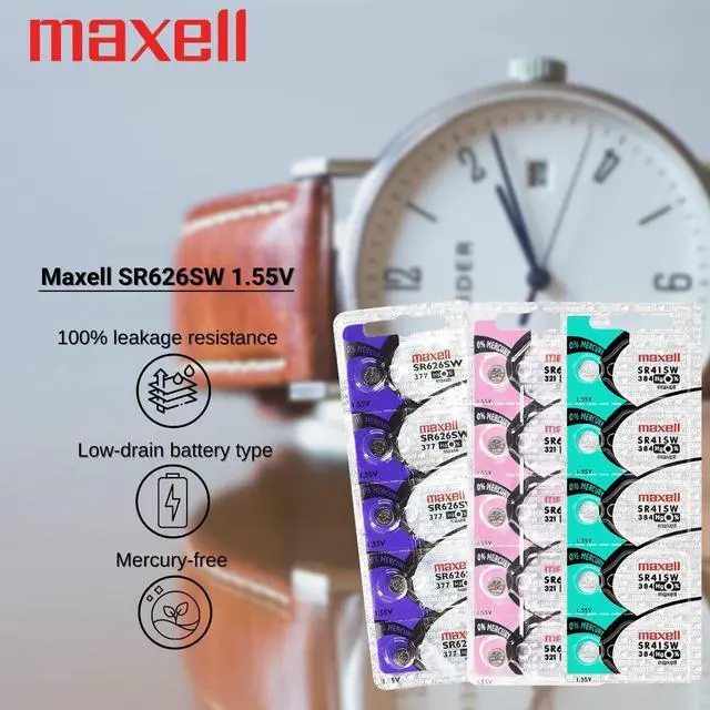 Alt view image 2 of 5 - 2 x MAXELL SR626SW 377 1.55v Silver Oxide Button Cell Watch Battery - Official Genuine Maxell