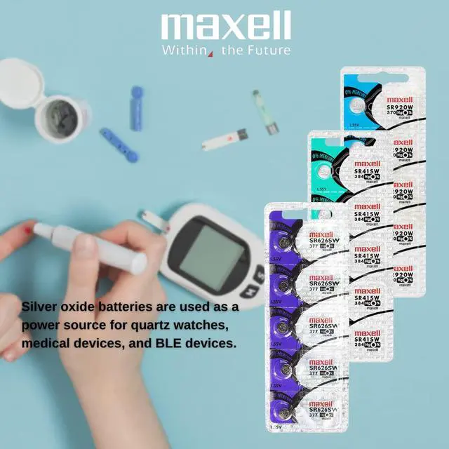 Alt view image 3 of 5 - 2 x MAXELL SR626SW 377 1.55v Silver Oxide Button Cell Watch Battery - Official Genuine Maxell