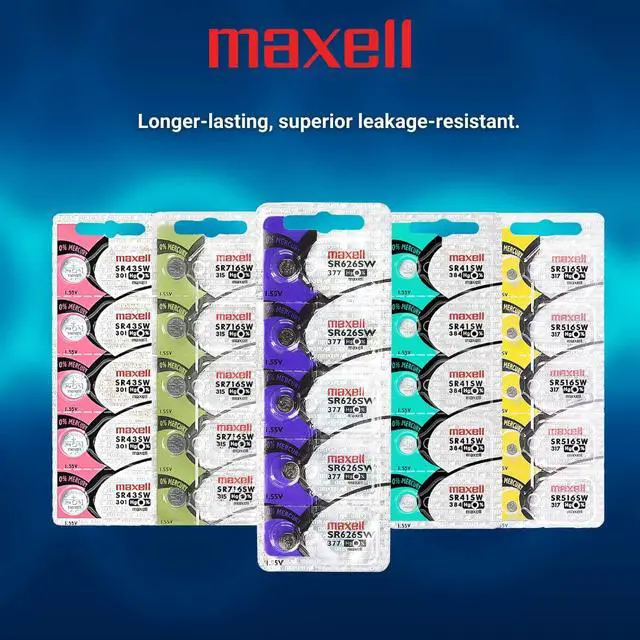 Alt view image 4 of 5 - 2 x MAXELL SR626SW 377 1.55v Silver Oxide Button Cell Watch Battery - Official Genuine Maxell