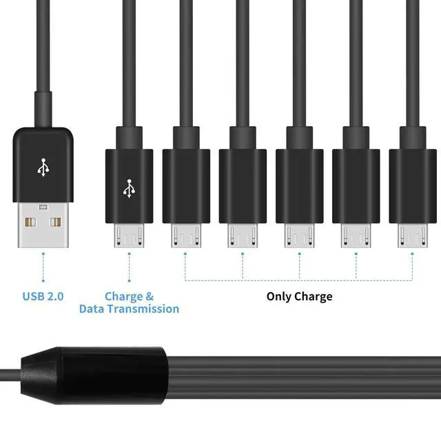 Alt view image 4 of 7 - Poyiccot Micro USB Splitter Cable, Multi 6 in 1 USB 2.0 Type A Male to 6 Micro USB Male Splitter Adapter Cable with 3A Fast Charging for Cell Phones and More Android Devices, 1.5ft