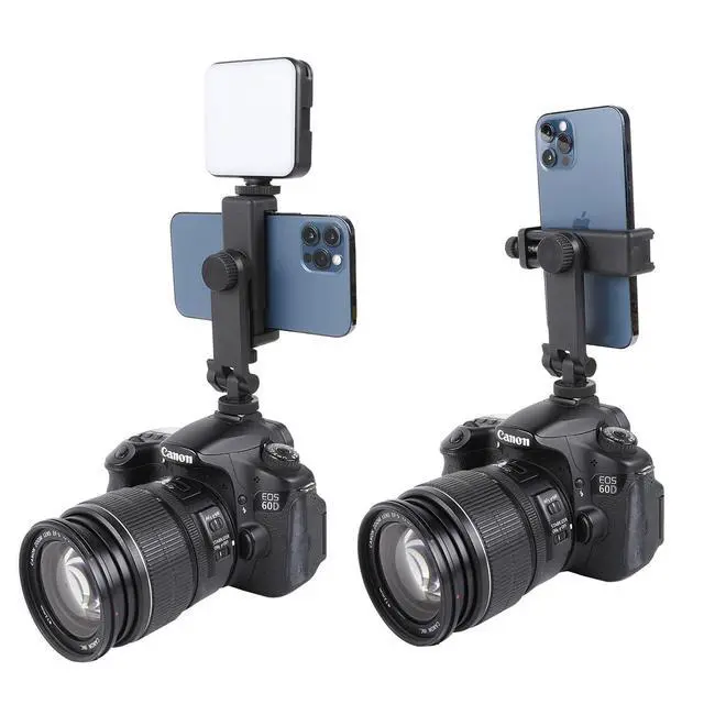 Alt view image 4 of 6 - Leenconghui Multifunctional Universal Cell Phone Tripod Mount Adapter 360 Rotation Camera Hot Shoe Phone Holder Compatible with Canon Nikon Sony DSLR