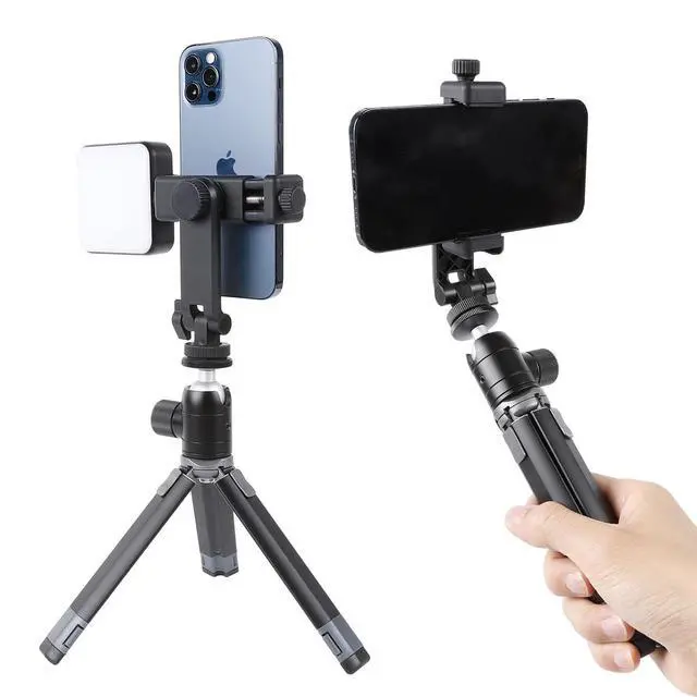 Alt view image 5 of 6 - Leenconghui Multifunctional Universal Cell Phone Tripod Mount Adapter 360 Rotation Camera Hot Shoe Phone Holder Compatible with Canon Nikon Sony DSLR