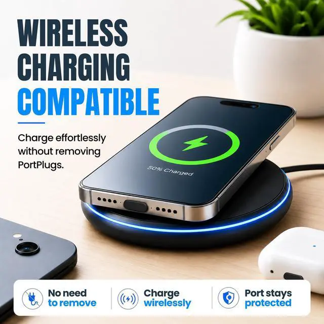 Alt view image 6 of 7 - USB C Dust Plugs 10 Pack with Cleaning Brush, Charging Port Covers, Black | Helps block dust, lint and debris, helps support reliable charging, snug low profile fit, durable flexible construction