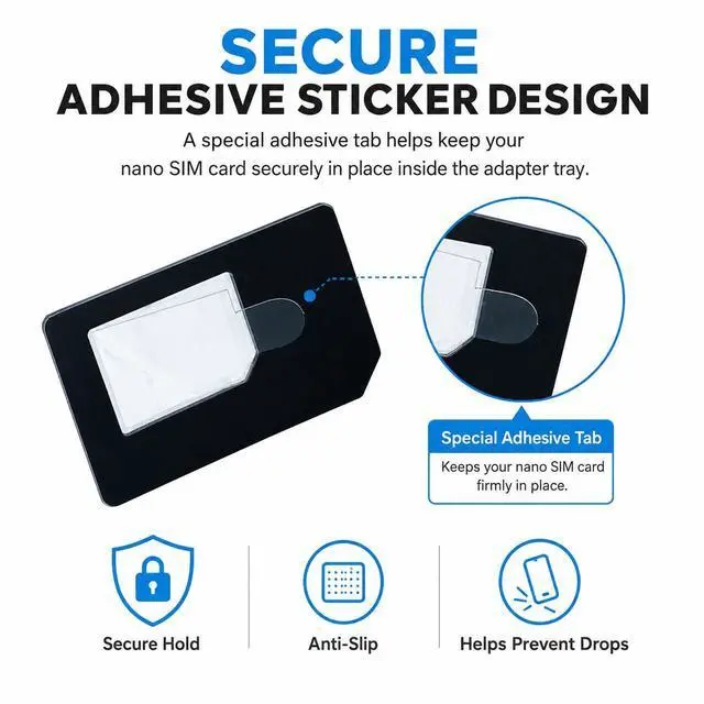 Alt view image 5 of 5 - FHTIUR Sim Card Adapter Nano Micro - Standard 4 in 1 Converter Kit with Steel Tray Eject Pin (Black)