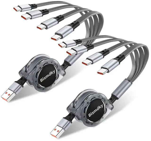 Main image of 4in1Cable3ARetractableUSBMultipleFastChargingCord with 2*phone/Type C/Micro | 2PackMultiCharger3.3FT4in1ChargingCompatibleCell Phones/IP/Galaxy/PS/Tablets/iPadsTablets Port