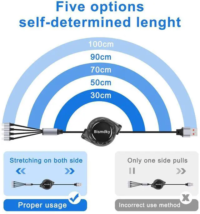 Alt view image 6 of 7 - 4in1Cable3ARetractableUSBMultipleFastChargingCord with 2*phone/Type C/Micro | 2PackMultiCharger3.3FT4in1ChargingCompatibleCell Phones/IP/Galaxy/PS/Tablets/iPadsTablets Port