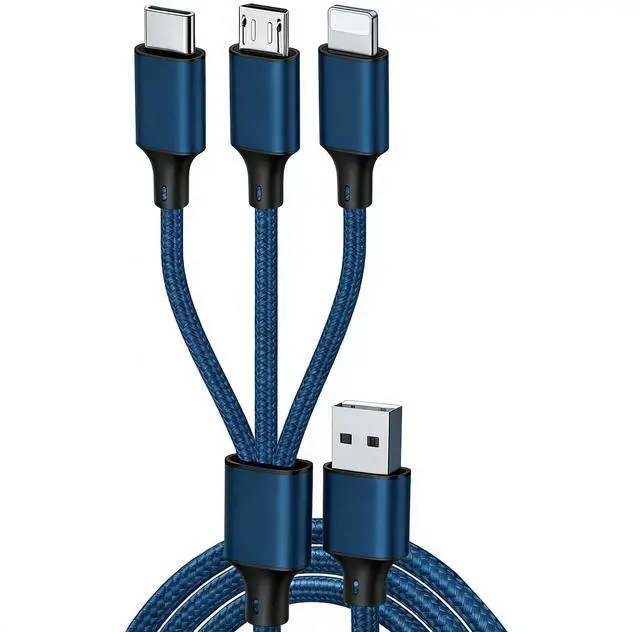 Main image of Awnuwuy 10ft Multi 3in1 Charging Cable Blue, 3 Port (Type C/Micro/iPhone) | Nylon Braided, Long Multiple USB Charger Cord for Multiple Devices, iPhone 17/16/15/14, Galaxy S26, Tablet