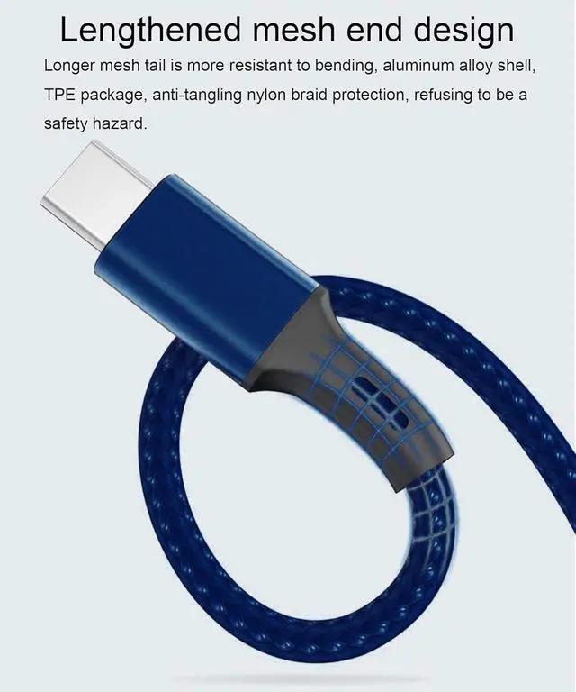 Alt view image 6 of 6 - Awnuwuy 10ft Multi 3in1 Charging Cable Blue, 3 Port (Type C/Micro/iPhone) | Nylon Braided, Long Multiple USB Charger Cord for Multiple Devices, iPhone 17/16/15/14, Galaxy S26, Tablet