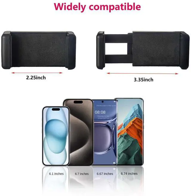 Alt view image 2 of 6 - 2 Pack Cell Phone Tripod Mount Adapter,Flexible Phone Holder Clip for Monopods, Selfie Sticks, and Mini Tripods Ideal for Travel and Photography Black