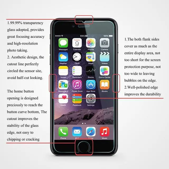 Alt view image 3 of 7 - Ailun 3 Pack Screen Protector for Apple iPhone 8,7,6s,6, 4.7 Inch | 2.5D Edge, Tempered Glass, Case Friendly