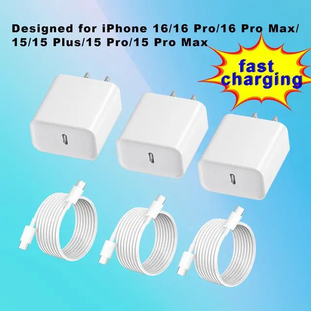 Alt view image 2 of 7 - USB C Charger Block, 20W Fast Charge Type-C Adapter, 3 Pack USB C Wall Charger for iPhone 17/17 Pro/16/16 Pro/16 Pro Max/15/15 Plus/15 Pro/15 Pro Max