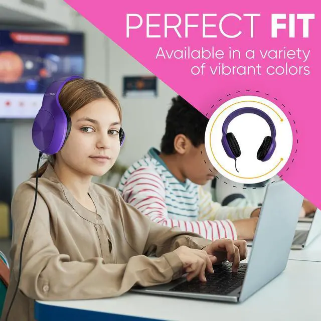 Alt view image 4 of 7 - Bulktech 1 Pack Wired On-Ear Leather Headphones with 3.5mm Connector, Oval Metal Housing, Black