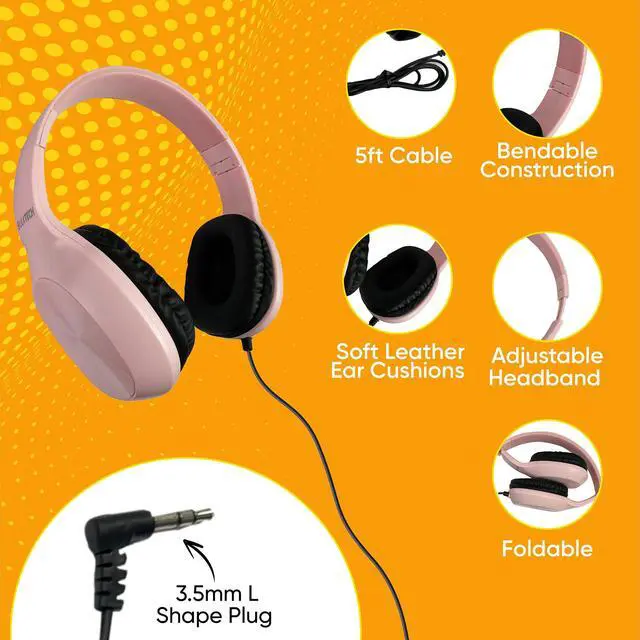 Alt view image 3 of 7 - Bulktech 1 Pack Wired On-Ear Leather Headphones with 3.5mm Connector, Oval Metal Housing, Black