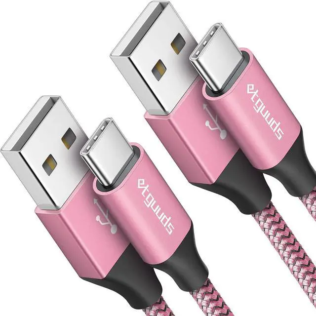Main image of etguuds Long USB A to USB C Cable 10ft, 2-Pack Fast Charging Type C Charger | for iPhone 17 16 15 Pro Max Plus Air 16e, Samsung Galaxy S26 S25 S24 S23 S22 S21 S20 S10 A17 A16 A15 A26 A36 A56, Pink