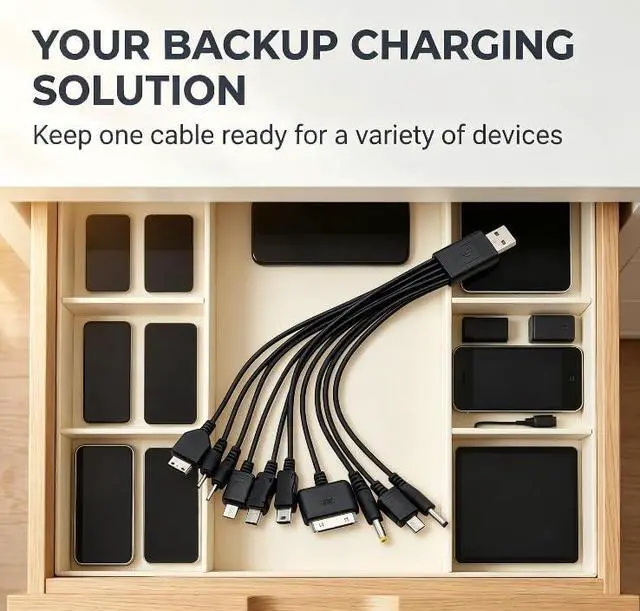 Alt view image 7 of 7 - JJLFresheners 10 in 1 USB Multi Charger USB Cables for Mobile Phones Charging Cord 20CM/7.87in Universal to Multi Plug Cell Phone Charger Cable for Smartphone Charger Cable 7.87in Accessories