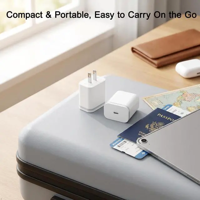 Alt view image 3 of 4 - 20W USB C Fast Charger Block, Type-C Wall Charger Plug Portable Power Adapter Compatible with iPhone 17 16 15 14 13 12 11 Pro Max XS XR SE 8 7 6, iPad mini Air