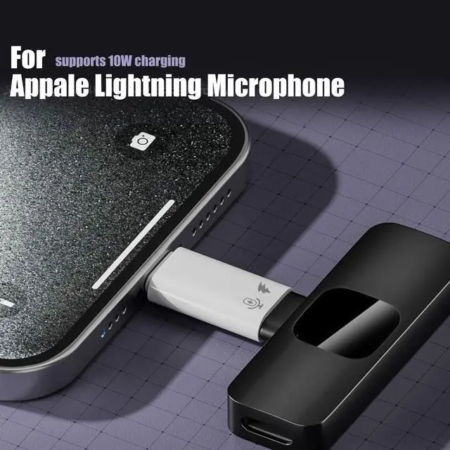 Alt view image 3 of 5 - Type C to Lightning Microphone Adapter, USB C Male to Lightning Female Converter for Wireless Lavalier Microphone to your phone, Not for Headphone and Data, also Can charge for iPhone17/ 16 Series etc