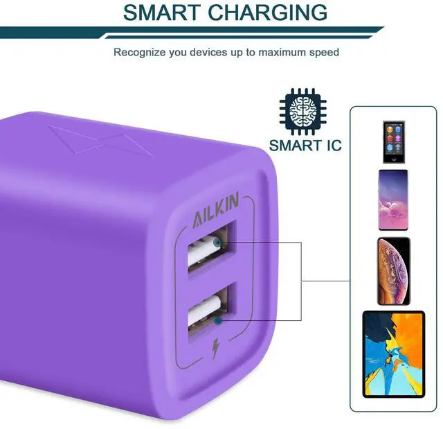 Alt view image 4 of 7 - USB Plug Wall Charger Fast Charging Block Power AC Adapter Dual Port Charge | USB Cube Travel Brick Cell Phone Quick Chargers Box for iPhone, iPad, Samsung Phones USB Charging Base