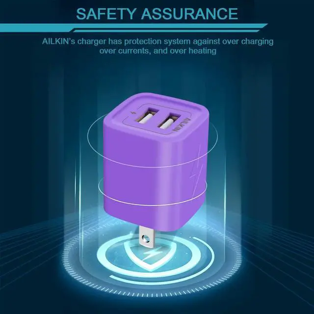 Alt view image 5 of 7 - USB Plug Wall Charger Fast Charging Block Power AC Adapter Dual Port Charge | USB Cube Travel Brick Cell Phone Quick Chargers Box for iPhone, iPad, Samsung Phones USB Charging Base