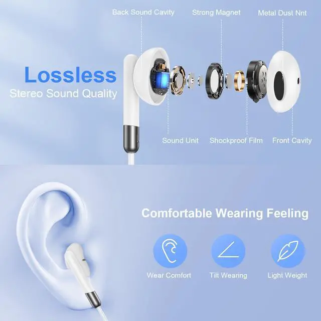 Alt view image 2 of 7 - Plug in Earbuds 3.5mm Jack Wired Earbuds for Samsung Galaxy A15 A14 A13 A07 | A06 A25 A24 A23 S10 S9 S8 Wired Ear Buds, in-Ear Headphones Earphones with Microphone for iPhone iPad iPod Computer Laptop