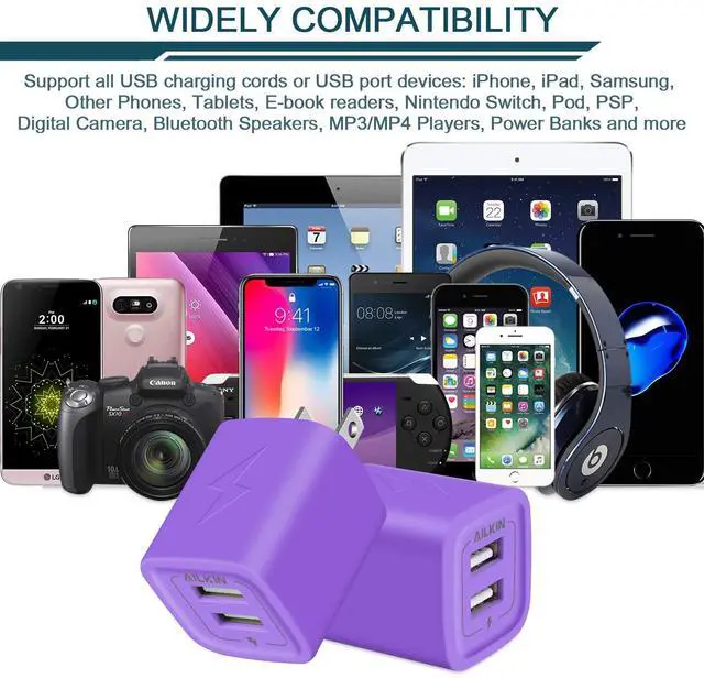 Alt view image 7 of 7 - USB Plug Wall Charger Fast Charging Block Power AC Adapter Dual Port Charge | USB Cube Travel Brick Cell Phone Quick Chargers Box for iPhone, iPad, Samsung Phones USB Charging Base