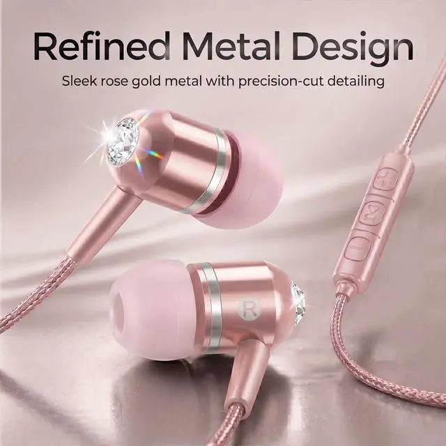 Alt view image 7 of 7 - ADOOPE USB-C Wired Earbuds with Microphone, in-Ear Headphones for Android & USB-C Devices, Noise-Isolating Stereo Earphones with Inline Remote for Phone Calls, Music & Video - Pink