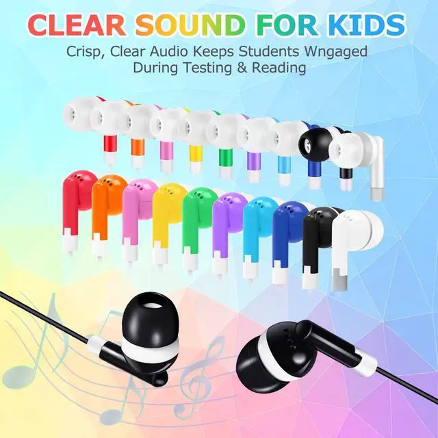Alt view image 3 of 7 - Ladont 10-Pack Kids Earbuds for Classroom School Librariy, Wired Headphones, in Ear Earbuds for Kids Student, 3.5mm Earphones for Chromebook Laptop PC