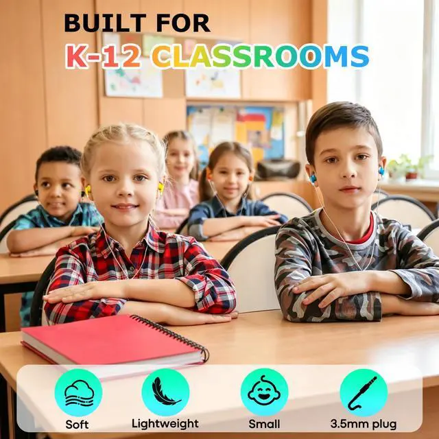 Alt view image 6 of 7 - Ladont 10-Pack Kids Earbuds for Classroom School Librariy, Wired Headphones, in Ear Earbuds for Kids Student, 3.5mm Earphones for Chromebook Laptop PC