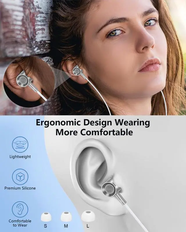 Alt view image 5 of 7 - iPhone 17 USB C Headphones Wired, Earbuds with Microphone for iPhone 17e 16 | Type C in-Ear Headphones with Mic, USBC Wired Ear Buds for Samsung Galaxy S26 S25 S24 A17 Pixel Earphones