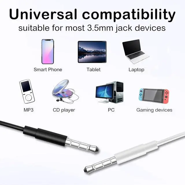 Alt view image 4 of 6 - 2 Pack Wired Earbuds with Microphone Black & White in-Ear Headphones with Noise Blocking, Volume Control & 3.5mm Plug for Phone, Pad, Laptop