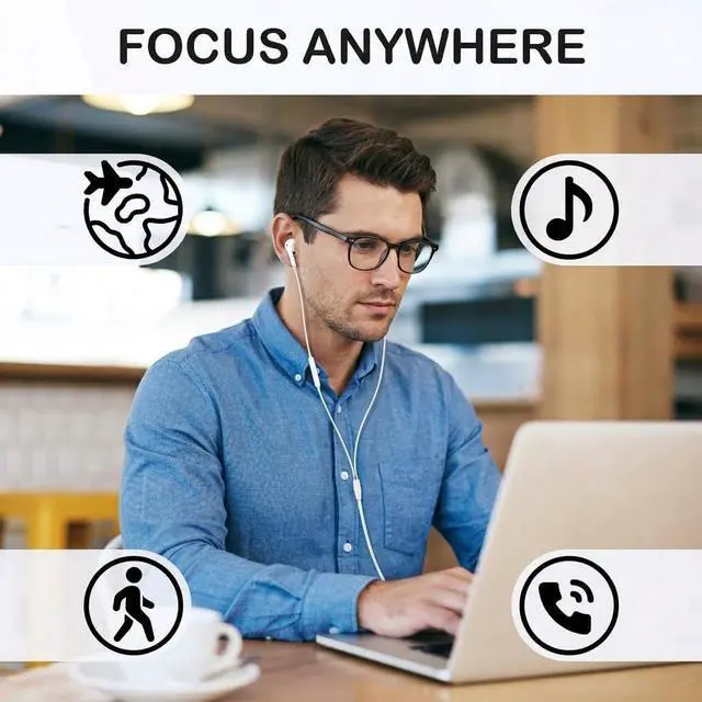 Alt view image 6 of 6 - 2 Pack Wired Earbuds with Microphone Black & White in-Ear Headphones with Noise Blocking, Volume Control & 3.5mm Plug for Phone, Pad, Laptop