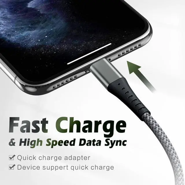 Alt view image 3 of 7 - USB C to Lightning MFi Certified Cable,2 Pack 6FT iPhone Charger cable | Nylon iPhone Cable Type C Lightning Cord for iPhone 14 13 12 11 Pro Max XS XR X 8 7 6s Plus SE iPad and More.