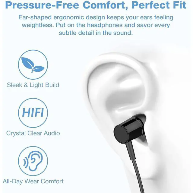 Alt view image 3 of 7 - 2 Pack Wired in-Ear Headphones with Microphone, 3.5mm Plug Earbuds, Noise Isolating, Anti-Drop Headphones Ergonomic Comfort Fit, Clear Call, Durable Cord, Compatible with Tablet