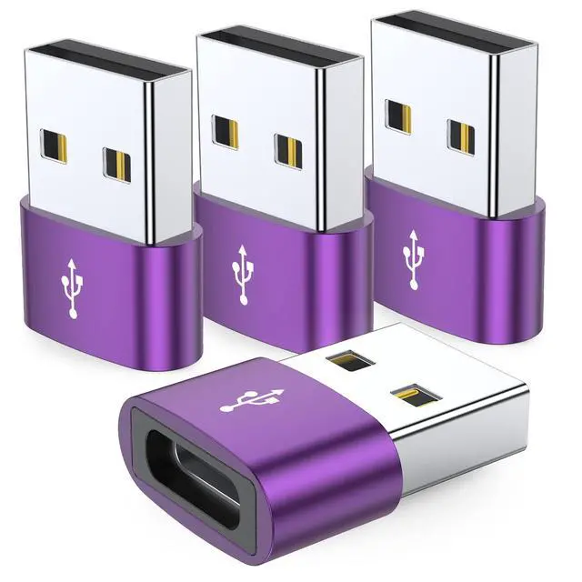 Main image of JXMOX USB to USB C Adapter 4-Pack,USB C Female to A Male Charger Type C Converter for Apple Watch Ultra iWatch 7 8 SE,iPhone 16 15 14 13 12 11 Plus Pro Max,AirPods,iPad Air,Samsung Galaxy S23 S22 S21