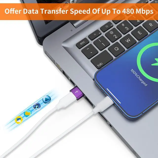 Alt view image 3 of 6 - JXMOX USB to USB C Adapter 4-Pack,USB C Female to A Male Charger Type C Converter for Apple Watch Ultra iWatch 7 8 SE,iPhone 16 15 14 13 12 11 Plus Pro Max,AirPods,iPad Air,Samsung Galaxy S23 S22 S21