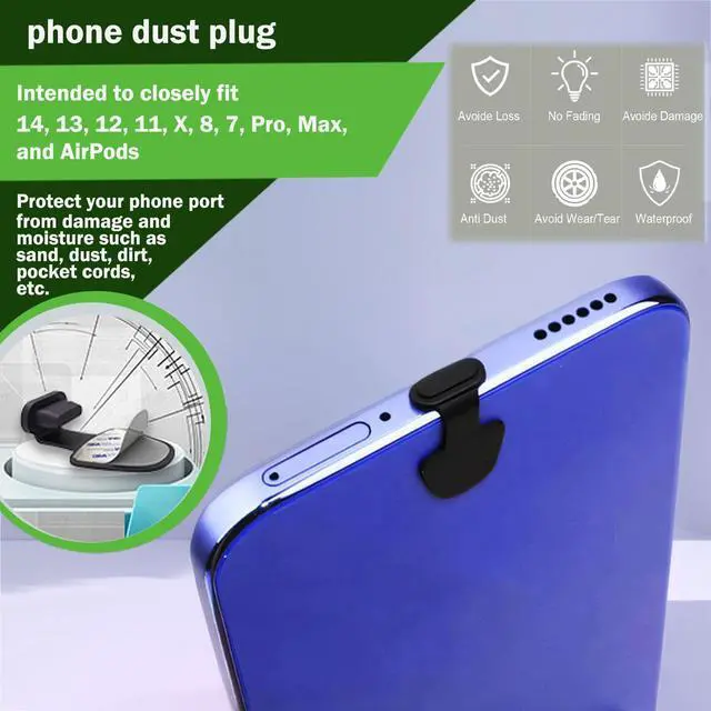 Alt view image 2 of 6 - Dust Plug for iPhone Charger Port, Protects Charging Port Anti Dust Cover Anti-Lost Dust Plugs for Lightning, with Speaker Mesh Dustproof, Accessories for iPhone 14 13 12 11 (Plus, Pro Max), 8-Pack
