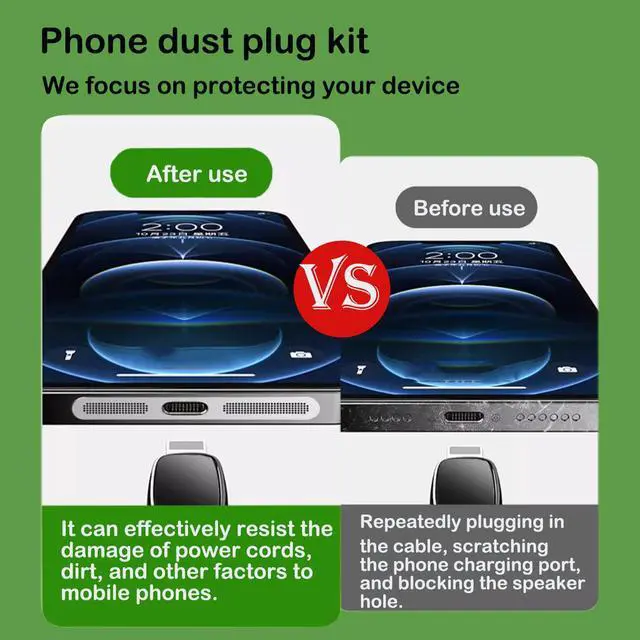 Alt view image 5 of 6 - Dust Plug for iPhone Charger Port, Protects Charging Port Anti Dust Cover Anti-Lost Dust Plugs for Lightning, with Speaker Mesh Dustproof, Accessories for iPhone 14 13 12 11 (Plus, Pro Max), 8-Pack