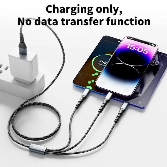 Alt view image 7 of 7 - Multi Charging Cable 2Pack 4FT 3 in 1 USB Charger Cord for All Cell Phones | Braided Universal Phone Charger Cable with Type-C, Micro USB, IP Port for iPhone 17/16/15/14/Most Android Phones & iPads