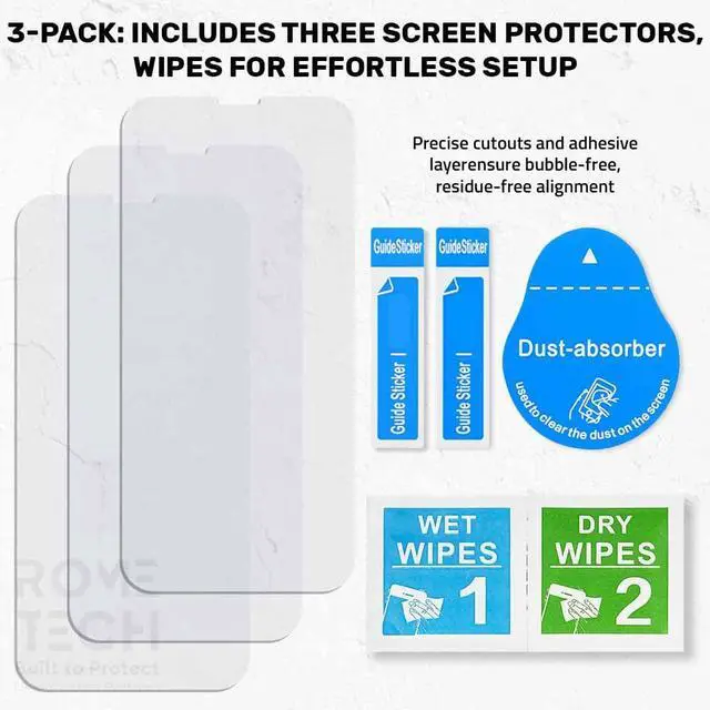 Alt view image 5 of 6 - Rome Tech 3-Pack Tempered Glass Screen Protector for iPhone 11 (iPhone 11 Pro Max)
