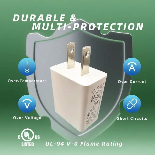 Alt view image 2 of 7 - SinitoAula UL Listed USB Wall Charger Block - 5W (5V1A), 1-Pack, White | Power Adapter for Outlet, Plug for Cell Phones, Tablets, Earphones, Power Banks, Smart Wearables and More Electronic Gadgets
