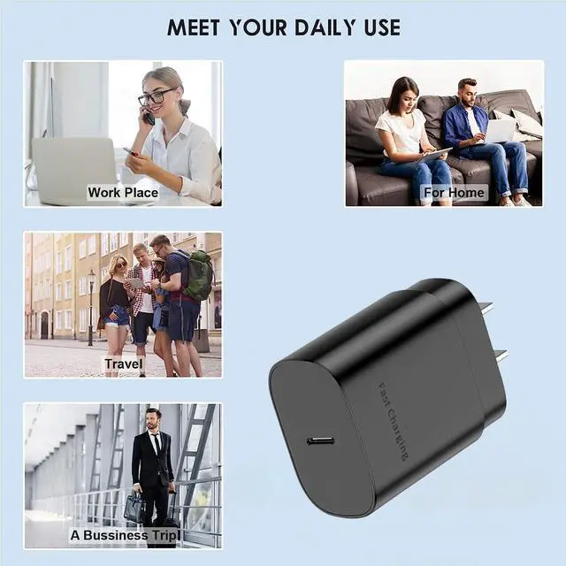 Alt view image 6 of 6 - Type C Charger, 25W Type C Fast Charging Block, with USB C Charger Cable Compatible Galaxy S24/S23/S22/S22 Ultra/ S21/S21 Ultra/S20/ S20 Plus/ S20 Ultra/ S10/ S10e/ S10 Plus