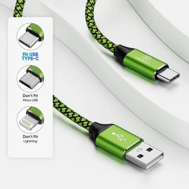 Alt view image 3 of 6 - KREMORV USB to USB C Cable 5-Pack 10FT USB Type C Charging Cord | 10 Feet Extra Long Fast Charging USB C Charger Cord for Samsung Galaxy S10 S9 S8 Note 9 8 10, LG G8 G7 G6 V30 G8 G7