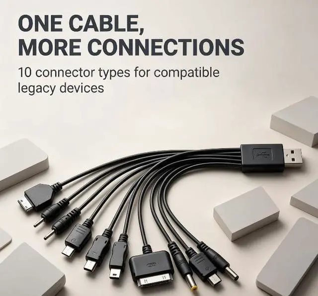 Alt view image 2 of 7 - BWESOO Black 10 in 1 Universal USB Cable, Multiple Universal Charging Cable for Cell Phones Blutooth Earphone Speaker Adapter Cable, 20cm Data Cable USB Cables Cables and Interconnects