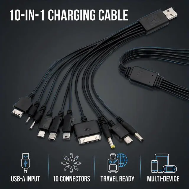 Alt view image 3 of 7 - BWESOO Black 10 in 1 Universal USB Cable, Multiple Universal Charging Cable for Cell Phones Blutooth Earphone Speaker Adapter Cable, 20cm Data Cable USB Cables Cables and Interconnects