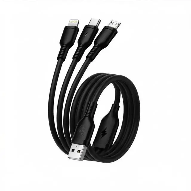 Main image of TECH NEST 3 in 1 Charger - Multi Charging Cable with USB C, Lightning USB - Multi Charger Cable Fast Charging for iPhone, Android, Type C Devices - 1.5 Meter