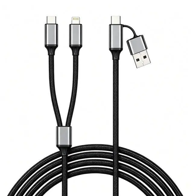 Main image of Multi Charging Cable Braided Fast Charging Cord, USB A & USB C Input, Dual Output L & Type C Multi Charger Cable for iPhone Android Samsung Tablet